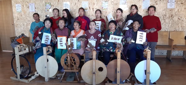 Bayantooroi and Eej Khairkhan communities_ Gobi Altai Province_ Mongolia_ during camel wool spinning workshop_ November 2019.