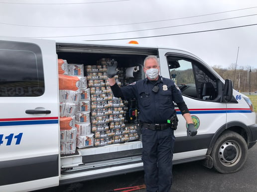 McDonough with a van full of food